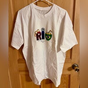 Vintage Rio De Janeiro Ipanema Brazil Graphic T-Shirt White Size GG XL Deadstock